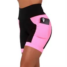 Bermuda Fitness Academia Feminino Com Bolso e Cintura Alta