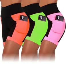 Kit 3 Bermudas Fitness Feminina Com Bolsos Laterais Blackout Zero Transparencia.