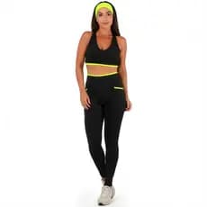 Conjunto Fitness Feminino Top + Calça Legging Com  Bolsos Laterais