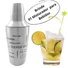 Coqueteleira Inox 500ml Decorada Drinks Caipirinha Batidas GRÁTIS MISTURADOR DE BEBIDAS Casita
