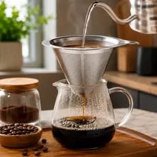 Coador de Café Inox Filtro Reutilizável Sem Papel Universal Prático Cozinha Chá