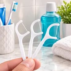 Kit 50 Fio Dental Portátil com Haste Higiene Oral Diária