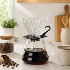 Kit Coador De Café Com Jarra De Vidro Tampa 600ml Cafeteira