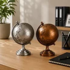 Mini Globo de Mesa Metálico 11cm Decoração  Escritório Sala Estante Mesa Mapa Mundial
