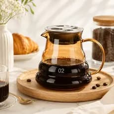 Jarra Cafeteira de Vidro Borossilicato 600ml Café Chá Tampa Mesa Posta
