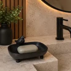 Porta Sabonete Saboneteira Ferro Fundido Decorativo Vintage Pássaro Banheiro Lavabo
