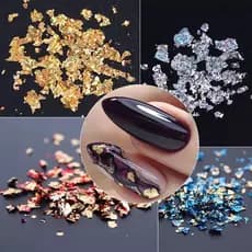 Folha de Ouro para decoração de Unhas potinho com 6 unidades