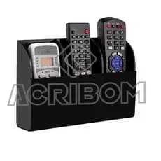Suporte de Parede em Acrílico Preto Triplo Para Controle Remoto de TV ou Ar Condicionado - Porta Controle Remoto - Suporte Para 3 Controles - Acribom