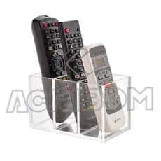 Porta Controle Remoto Triplo / Suporte De Mesa Para Controle / Em Acrílico Transparente - Acribom