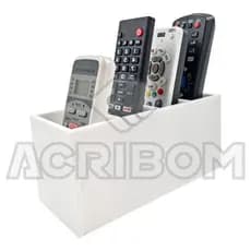 Porta Controle Remoto De Mesa em Acrílico Branco P/ 4 Controles Acribom