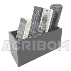 Porta Controle Remoto De Mesa em Acrílico Preto P/ 4 Controles Acribom