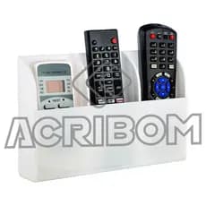 Suporte de Parede em Acrílico Branco Triplo Para Controle Remoto de TV ou Ar Condicionado - Porta Controle Remoto - Suporte Para 3 Controles - Acribom