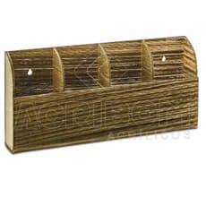 Suporte de Parede em Acrílico Palha / Madeira Quadruplo Para Controle Remoto de TV ou Ar Condicionado - Porta Controle Remoto - Suporte Para 4 Controles - Acribom