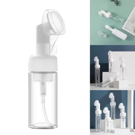 Frasco Pump Com Escova De Silicone Limpeza Facial e Cilios Espumador 180 ML