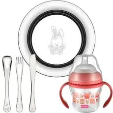 Prato Talher coelho Infantil Aço Tramontina Copo Transição Fisher alimentação criança crescimento
