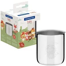 Copo Infantil Tramontina Baby Friends Aço Inox 340 ml alimentação criança leão
