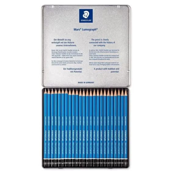 Lápis Preto STAEDTLER Lumograph 24 Graduações Estojo Metal desenho tecnico escrever desenhar esboçar
