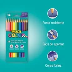 Lápis De Cor FABER CASTELL 12 Cores Multicolor Madeira colorir colorido material escolar pintar sextavado