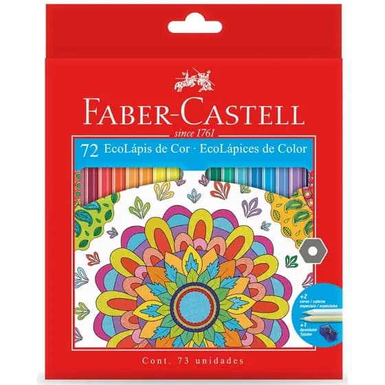 Lápis De Cor FABER CASTELL 72 Cores Sextavado + 1 Apontador