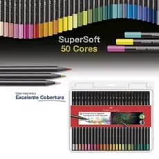 Lapis De Cor FABER CASTELL 50 Cores SuperSoft Ecolapis colorir colorido material escolar profissional macio
