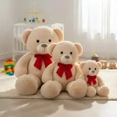 Urso Teddy Pelúcia Gigante 1,10 metros 90 cm,  50 cm Macio Laço Removível Hipoalergênico