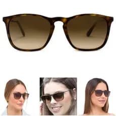 Óculos de Sol Chris  Tartaruga Marrom Luxuoso Moda Feminino Proteção UV400 Resistente