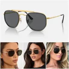 Óculos De Sol Marshal Dourado Preto Clássico Unissex Lentes de Cristal Proteção UV400 Promoção