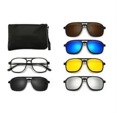 Armação Óculos De Sol Multicolor 6 em 1 com Clip Magnetico Troca Lentes Polarizado Proteção UV400 Barato