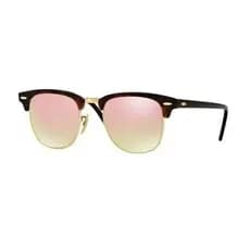 Óculos De Sol Clubmaster Tartaruga Rosa Espelhado Classico Moderno Verão Estiloso Feminino Proteção UV400 Lentes Cristal