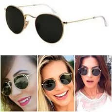 Óculos De Sol Round John Lennon Dourado Preto Clássico Lentes de Cristal Unissex Proteção UV400 Moda Promoção