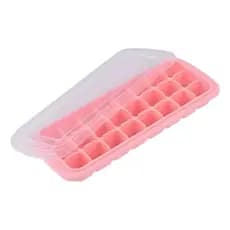 Forma De Gelo Silicone Flexível 24 Cubos Papinha Tampa