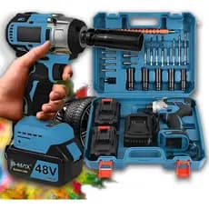 Chave De Impacto Furadeira Parafusadeira 2 Baterias 48v 1/2