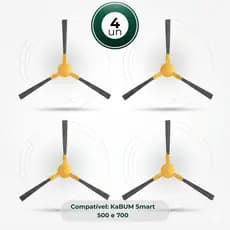 Kit 4 Escova Lateral Compatível Robô Aspirador Kabum Smart 500 e 700 Liectroux