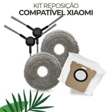 Kit Reposição Refil Mop Saco Poeira Escova Lateral Compatível Robô Xiaomi X20+ X20 Max X20 Pro