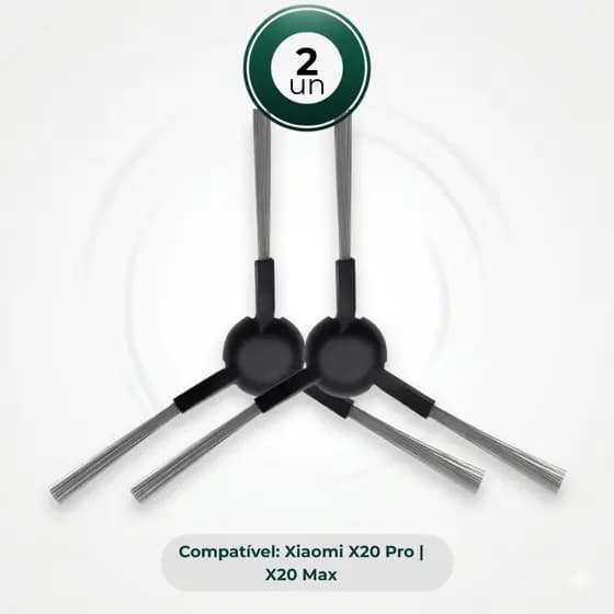 Kit 2 Escova Lateral Compatível Robô Aspirador Xiaomi X20 Max e X20 Pro (1 par) Refil