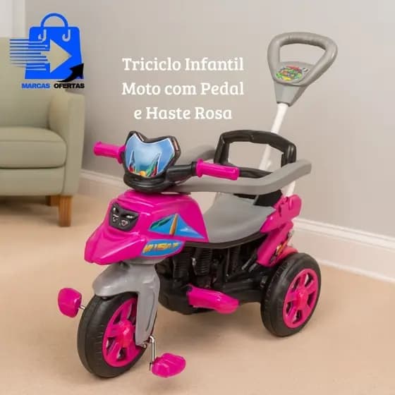 Triciclo Infantil Moto com Pedal e Hastemoto infantil brinquedo com buzina triciclo azul