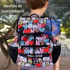 Mochila de Costa Infantil Fechamento Tipo Saco Personagens BT21