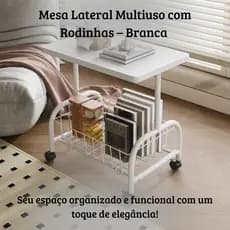 Mesa Lateral Multiuso com Rodinhas Branca Praticidade e Estilo em Todos os Ambientes Mesa Pequena