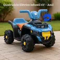 Quadriciclo Eletrico Azul 6V Infantil Recarregavel C Luz E Sons De Passeio Dia Das Crianças