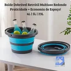 Balde Dobrável Multiuso Redondo – 4L, 5 ou 23L | Praticidade + Economia de Espaço