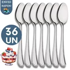 Kit Colher de Sobremesa 36 Peças em Aço Inox Para Restaurantes Hotel Casa Lanchonete Cozinha