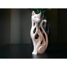 Escultura Gato Decorativo Moderno - Design Orgânico Exclusivo