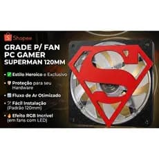 Grade de Fan Superman p/ PC Gamer - Protetor de Ventoinha 120mm Super-Man