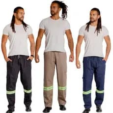 Kit 20 Calça De Uniforme Brim Pesado Com Faixa Refletiva 38