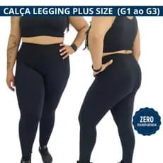 Calça Legging Casual e Fitness Academia Leg Suplex Preta Básica Sem Transparência Cintura Alta Plus Size