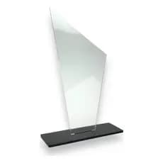 Kit 05 Troféu Acrilico Cristal 2mm 10x18cm C/base Preta