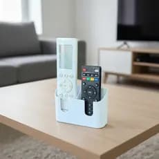 Suporte Organizador para Controle Remoto – 2 Nichos – Impressão 3D – Branco Moderno
