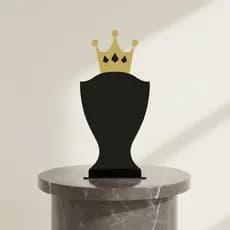 Troféu Campeão Coroa Premium Preto E Dourado 15x28