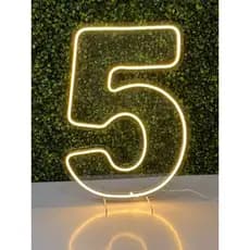 Número 5 Quente ou Frio 50cm Painel, Neon Led, Decoração