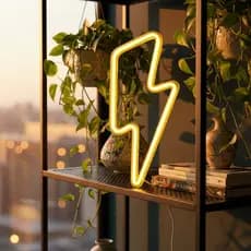 Placa Led Raio Luminária Neon Lâmpada Acrílica Amarelo